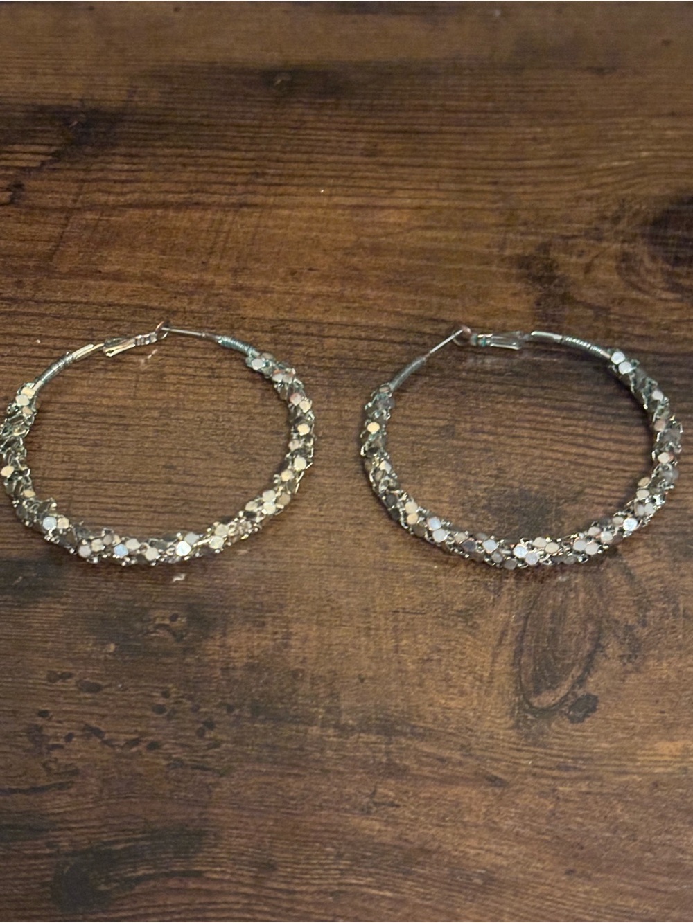 Accented Silver Hoop Earrings - Women's Jewelry